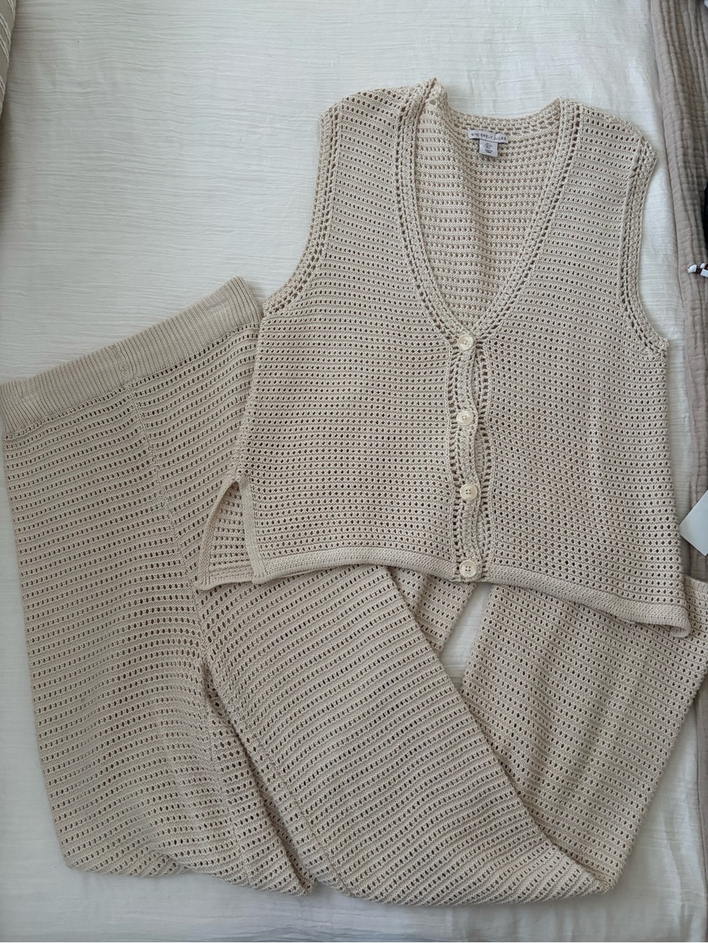 Knit crochet beach coverup matching set
